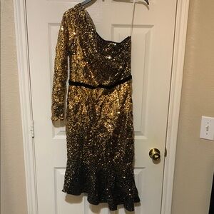 Gold Sequin One Shoulder Dress